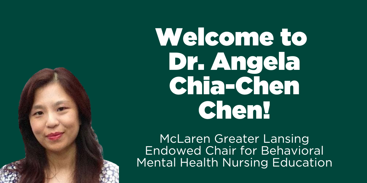 Portrait of Dr. Angela Chia-Chen Chen, next to text, 