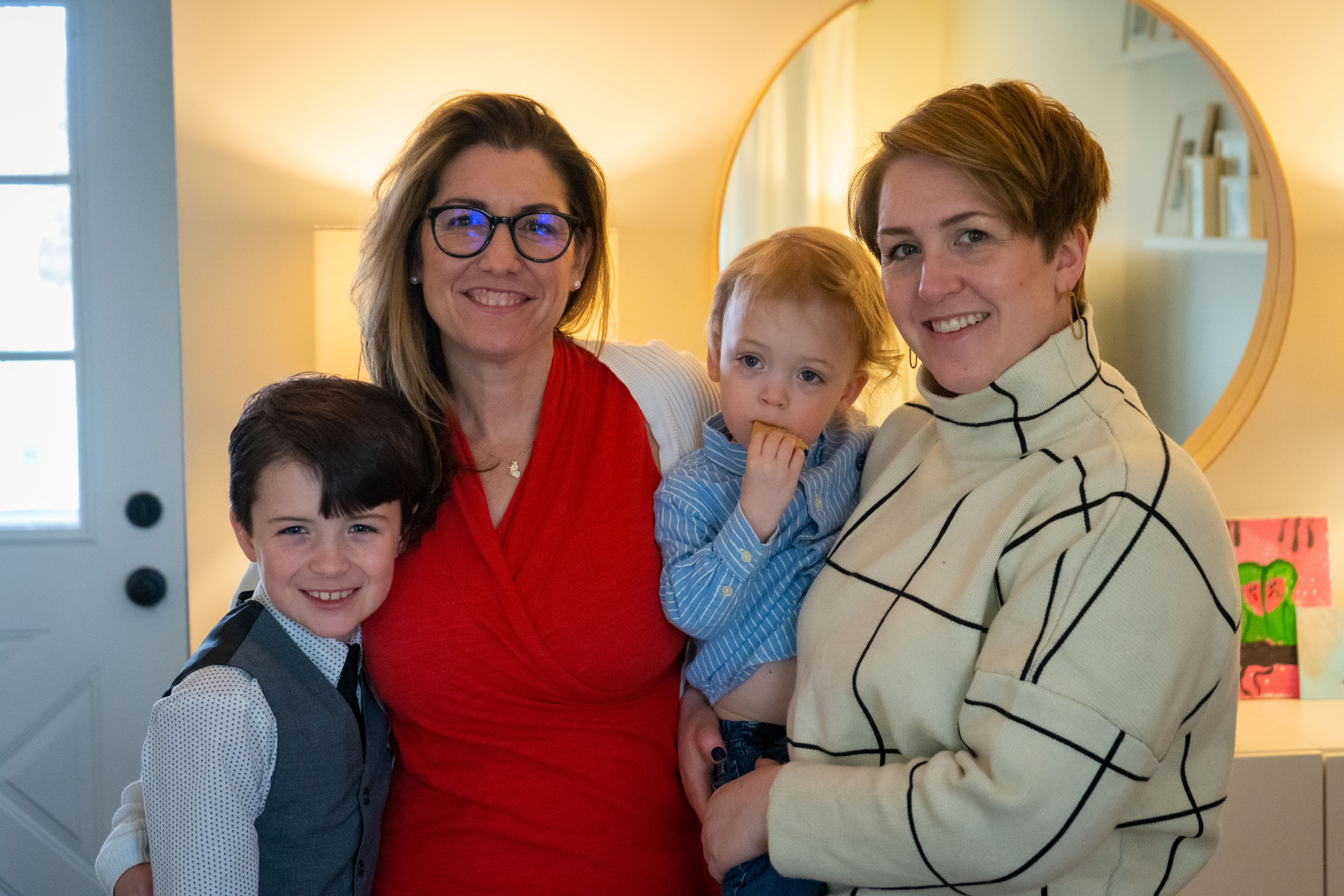 Elyse Hansen with sons, Elliot and Marshall; and Cheri Salazar.