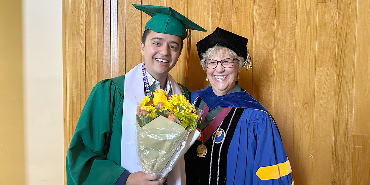 Marco Munoz and Dean Leigh Small at graduation.