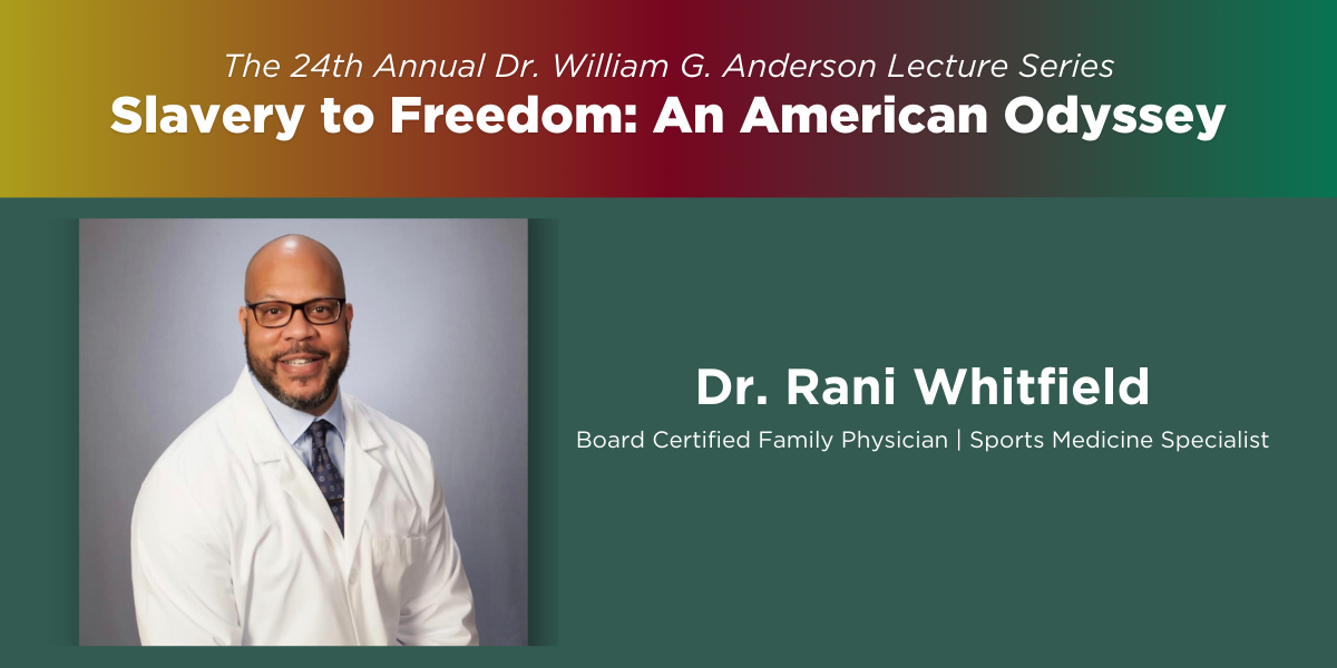 Dr. Rani Whitfield, in white coat.